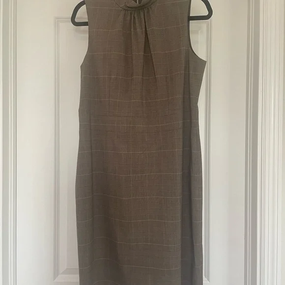 Michael Kors Plaid Belted Sleeveless Midi Dress Brown Size 12 - Picture 3 of 12
